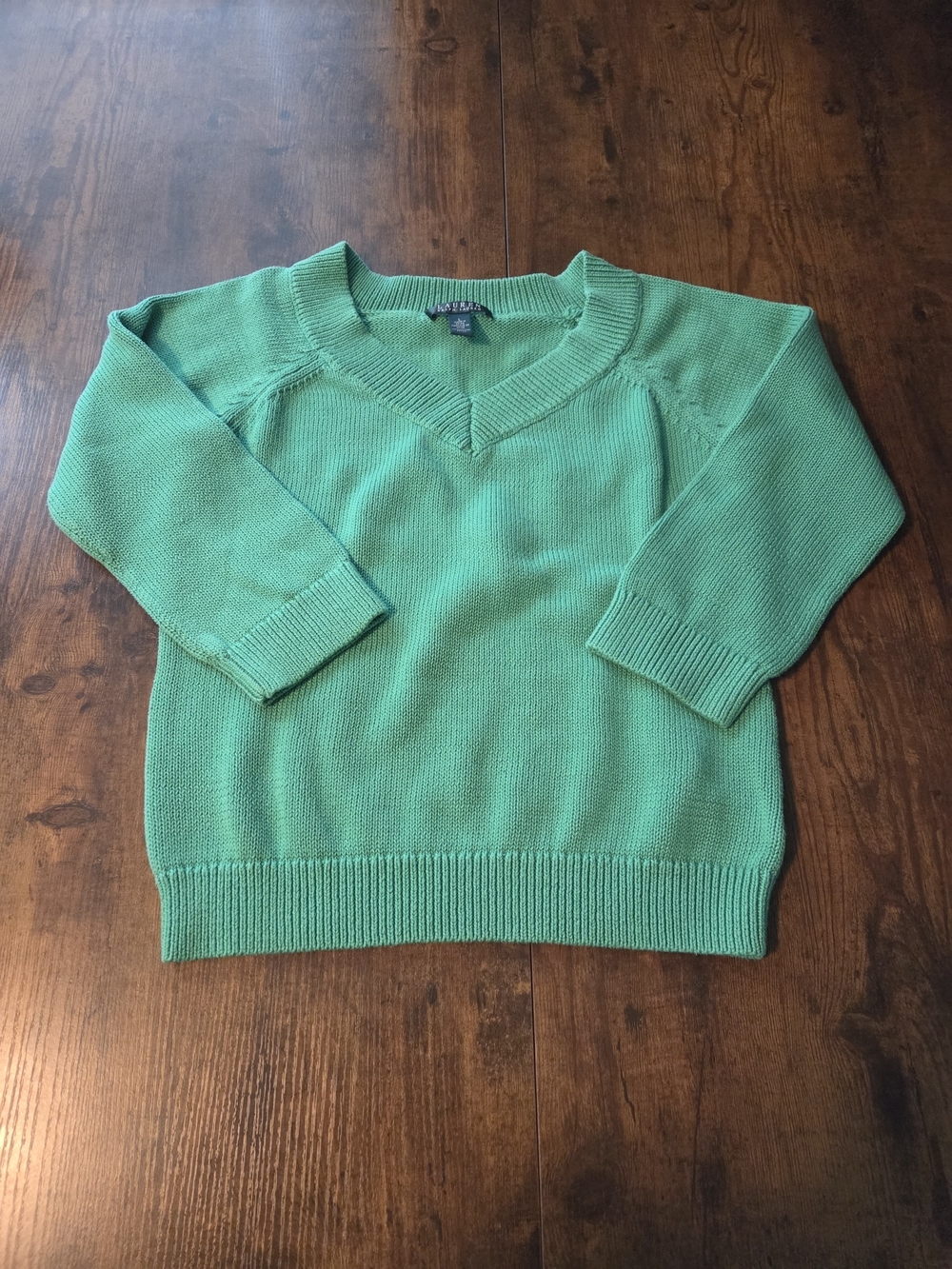 Lauren Ralph Lauren Women's V Neck Sweater Green Size Large
